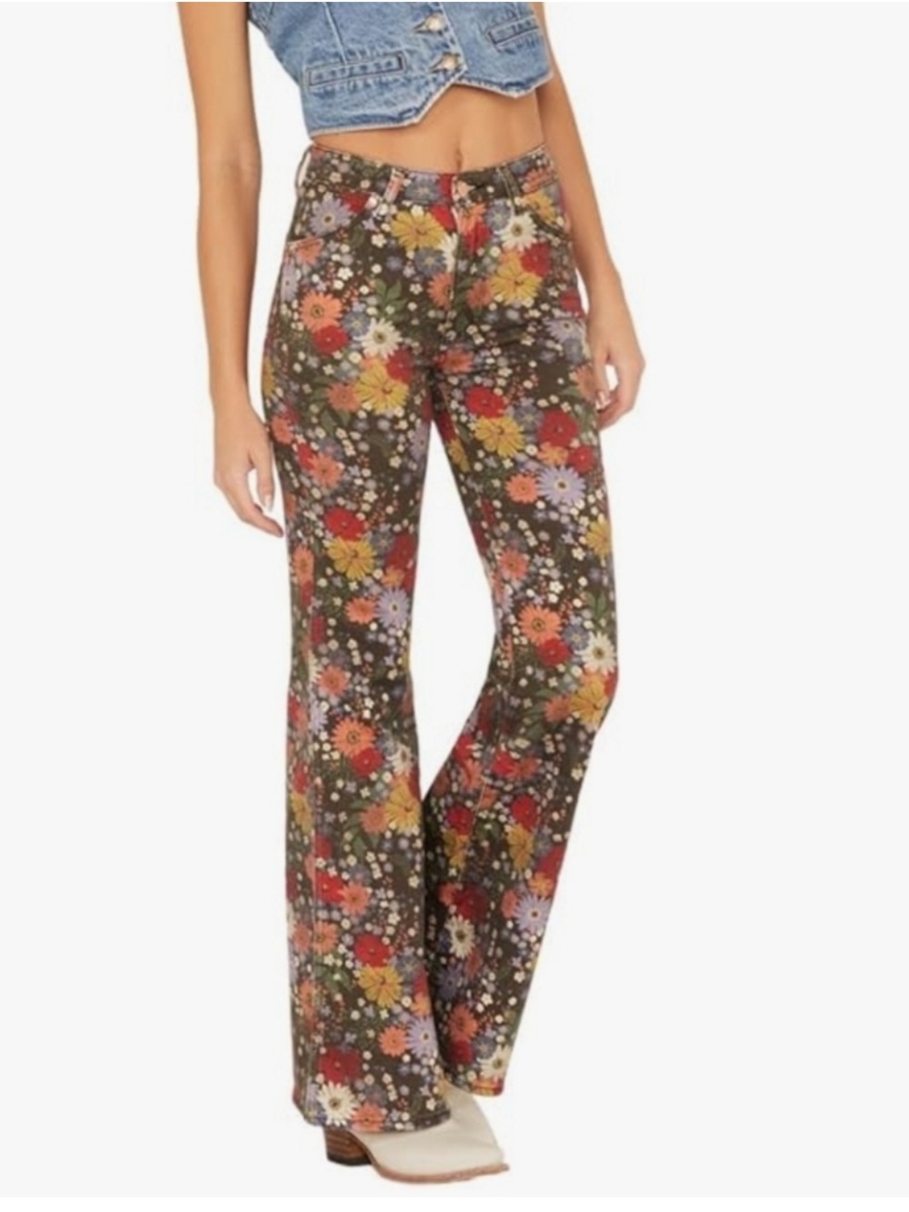Wrangler Wanderer High Rise Flare Floral Jeans Size 27